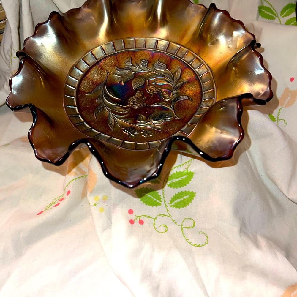 Depression glass bowl-iridescent colored